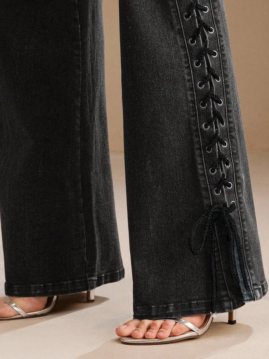 CZARNE SPODNIE JEANS
