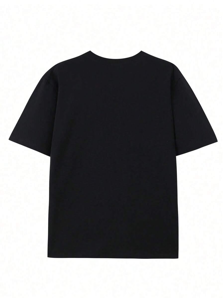 czarny t-shirt wzór napis