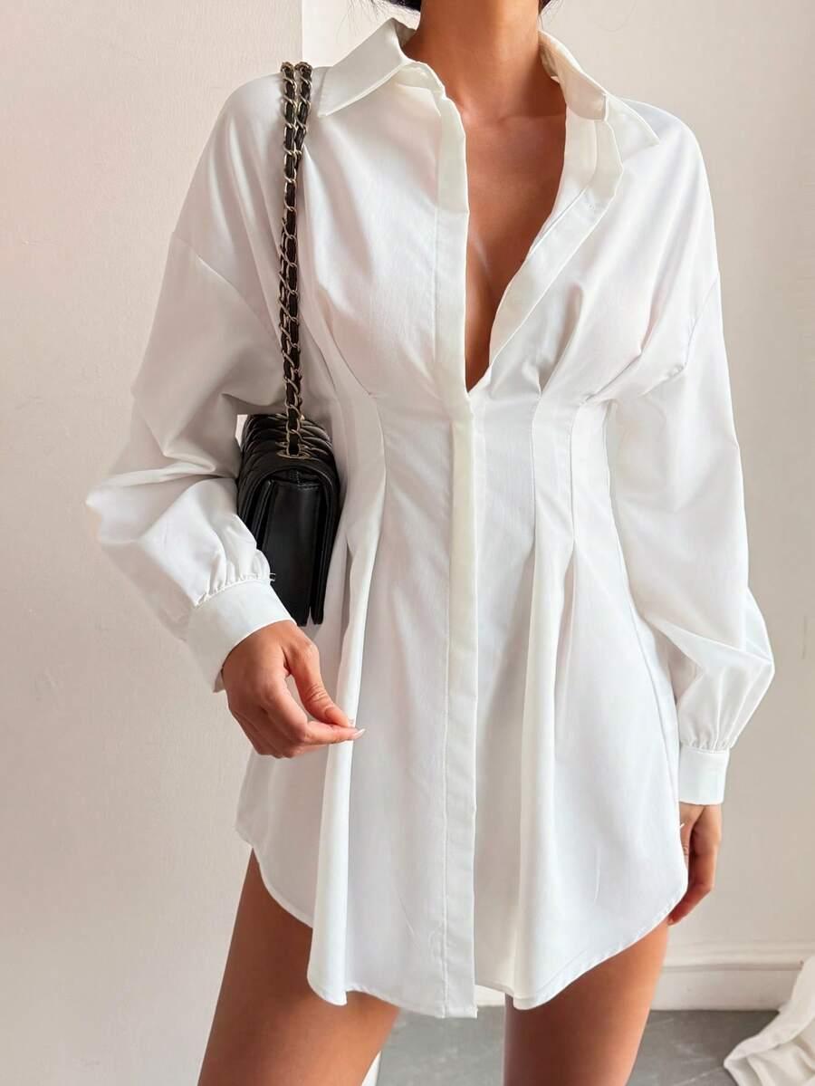 biała bluzka v-neck