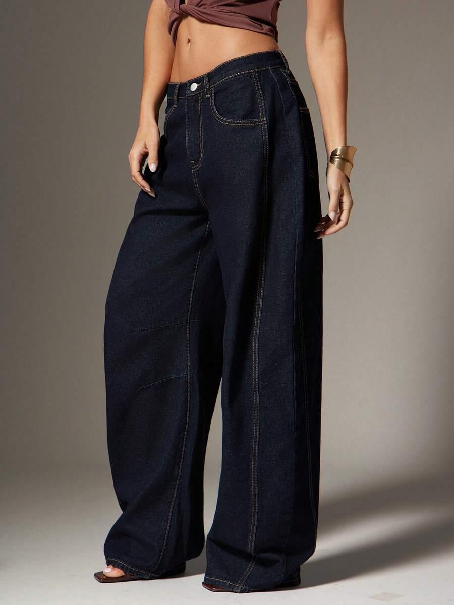 GRANATOWE SPODNIE JEANS