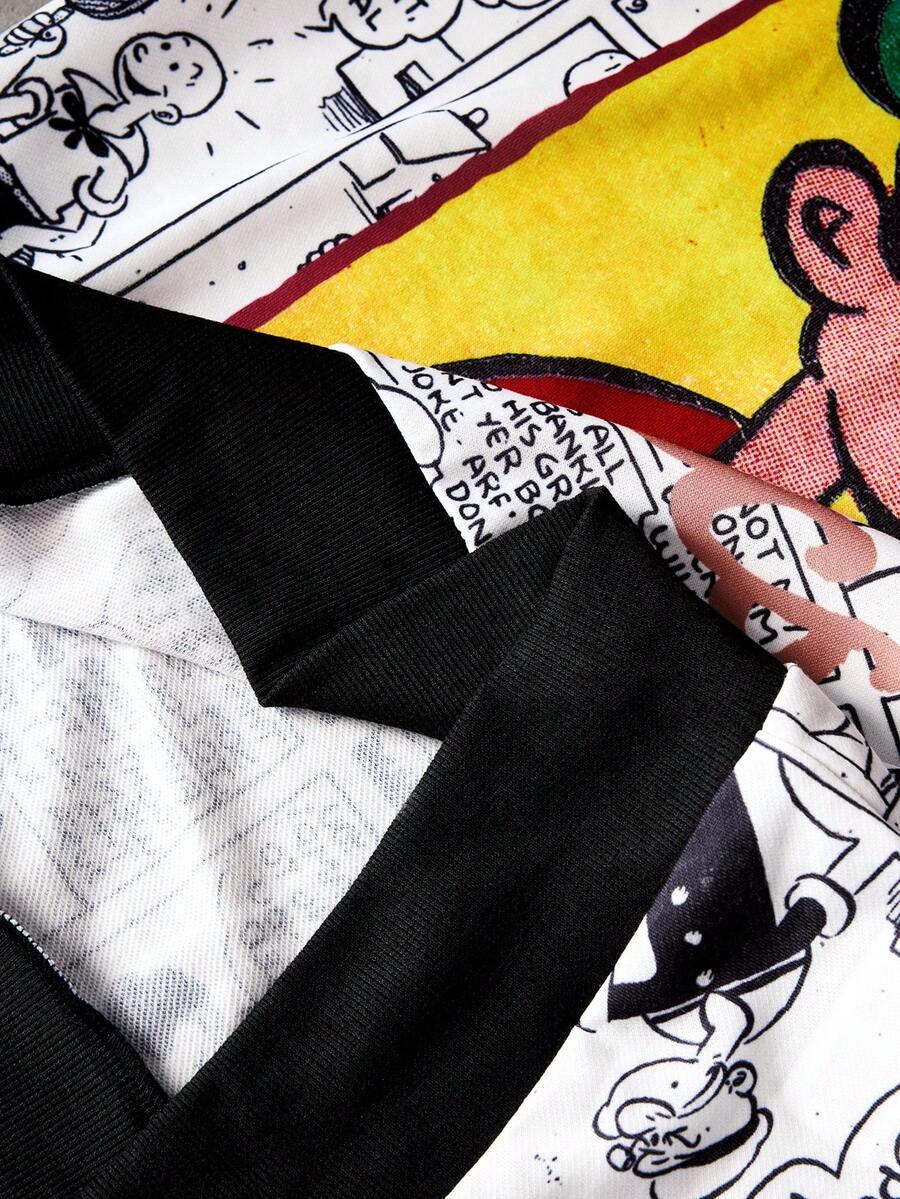 MĘSKA LUŹNA BLUZA Z NADRUKIEM W LITERY I KRESKÓWKĘ 