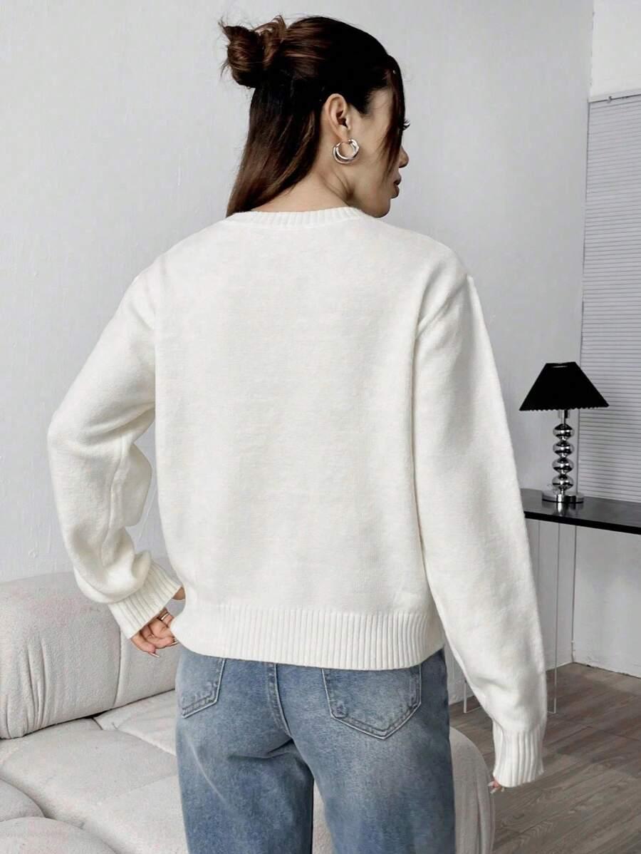 SWETER OKRĄGŁY DEKOLT PRINT