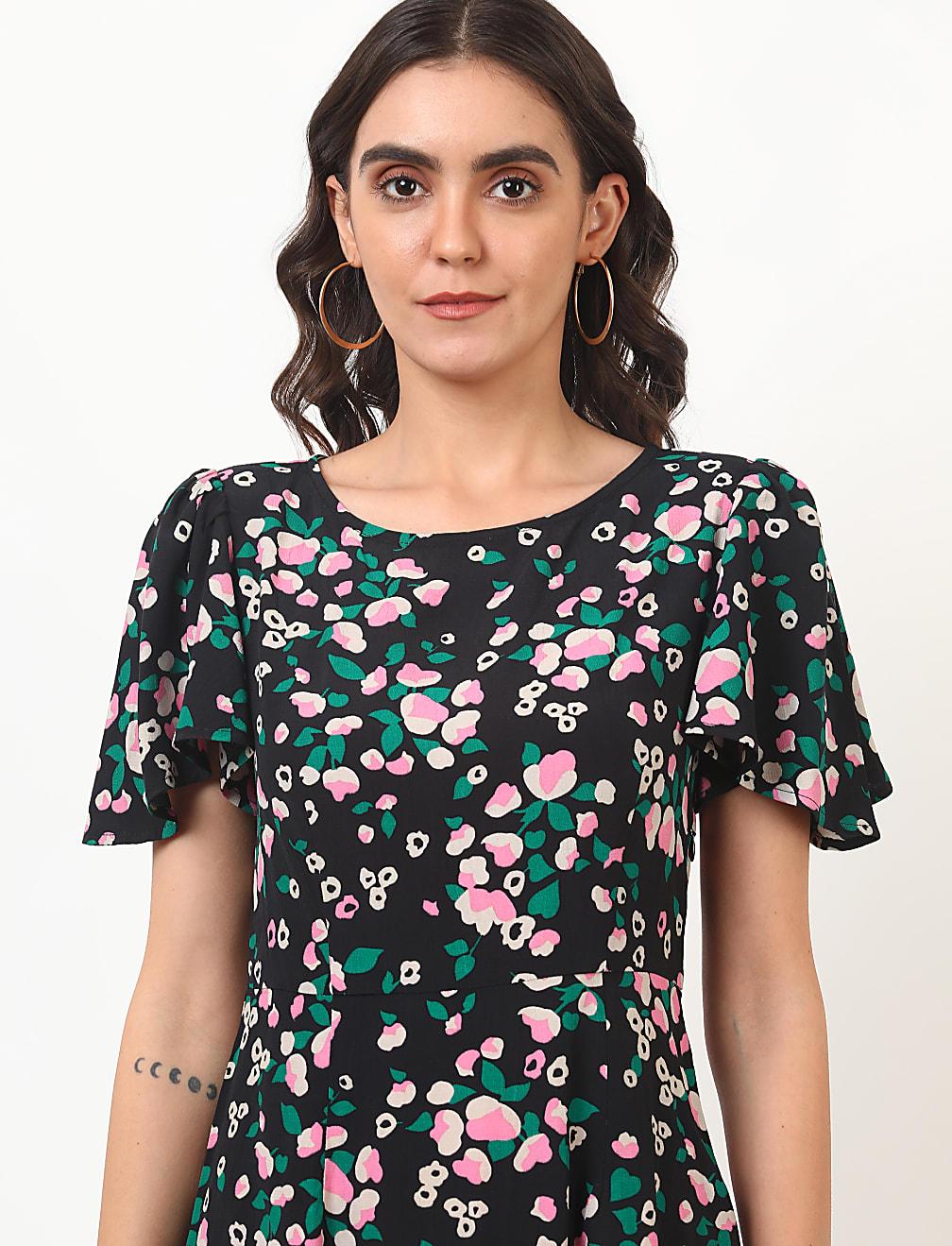 sukienka krótki rękaw print T42-3145K-Y4