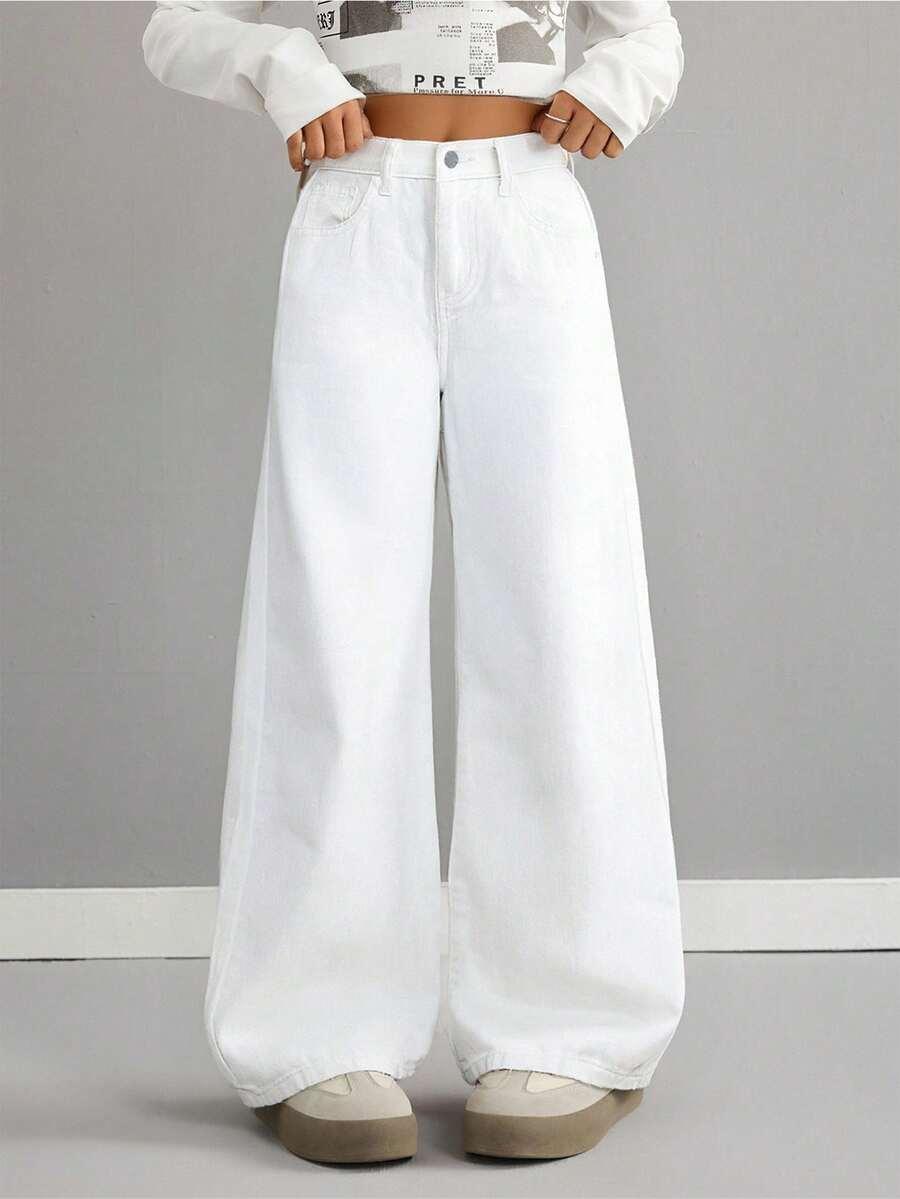 białespodnie jeans