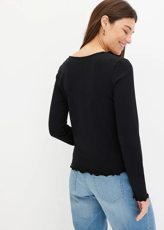 CZARNA BLUZKA V-NECK
