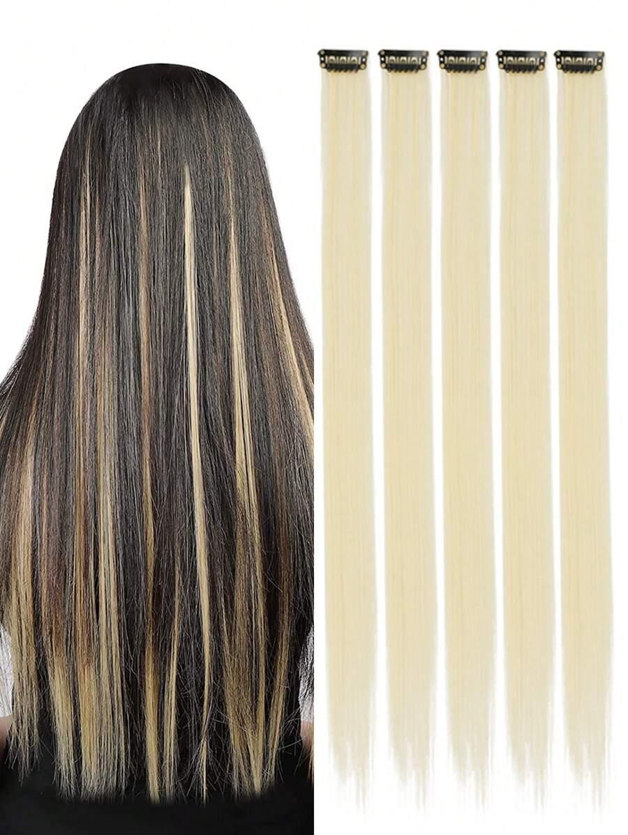 sztuczne włosy pasemka blond 5 sztuk