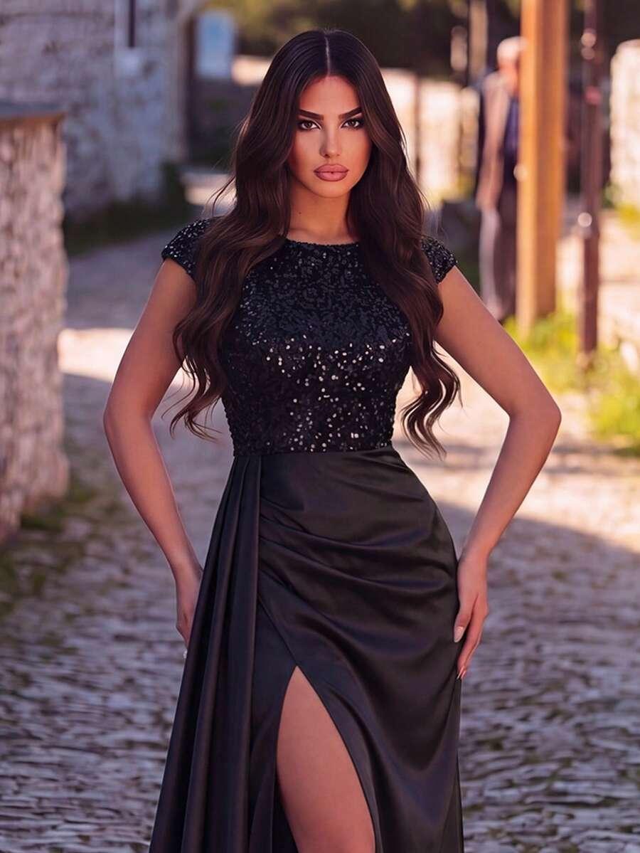 CZARNA MAXI SUKIENKA