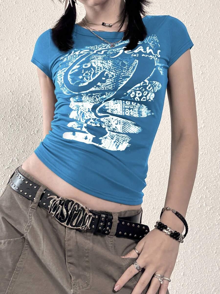 niebieska bluza z nadrukiem