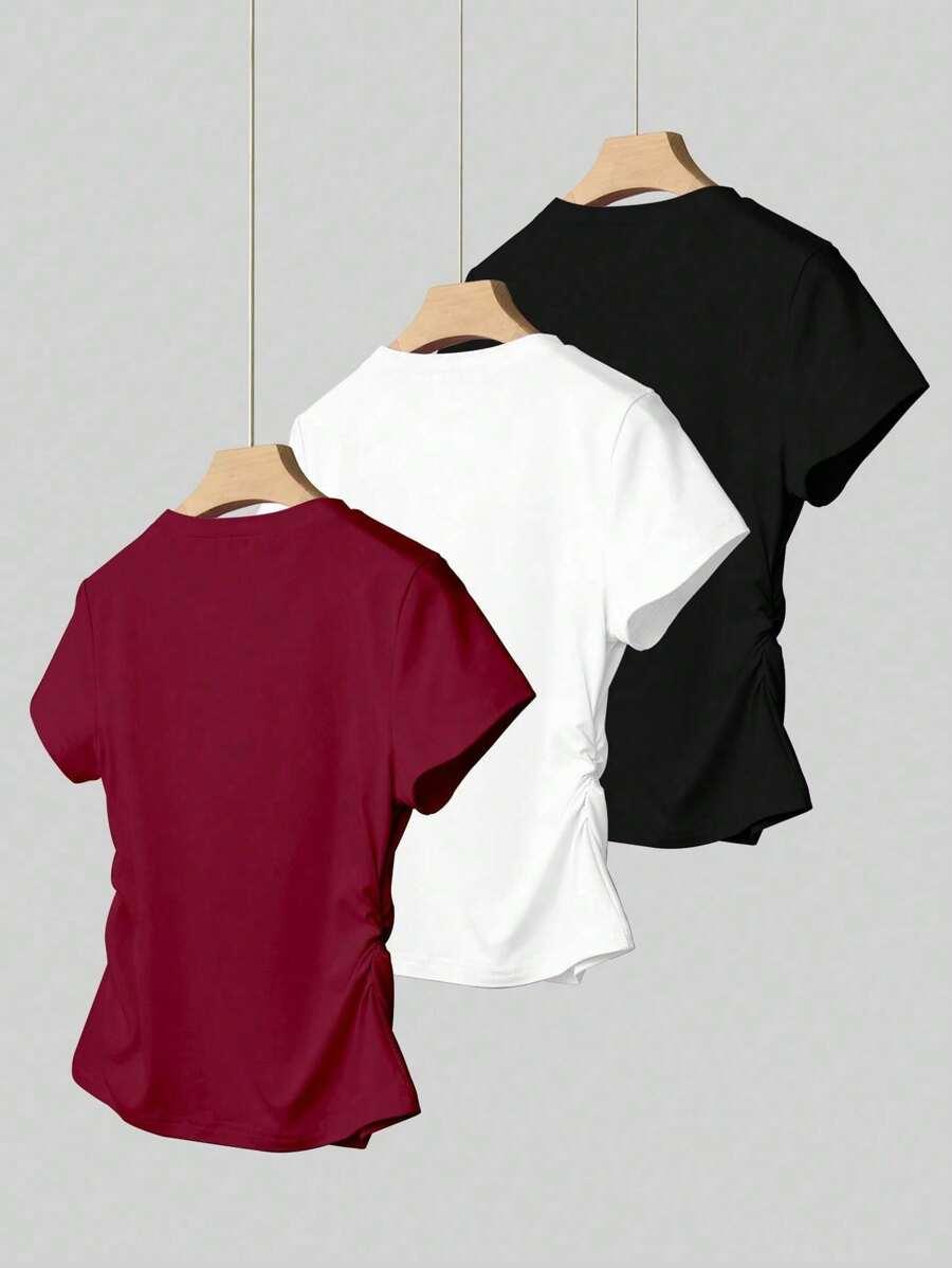 klasyczny top marszczenie 3-pack