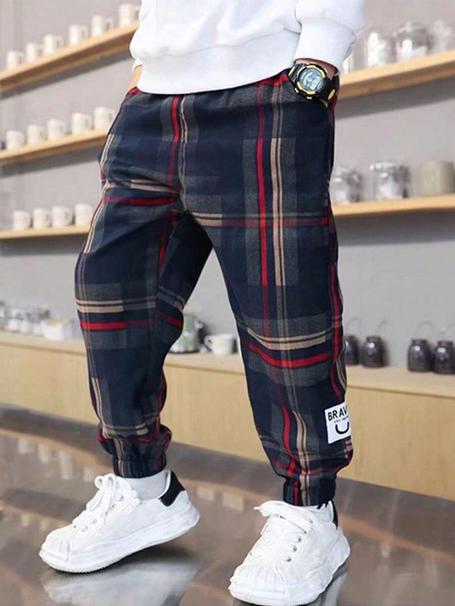 SPODNIE joggery wzór kratka