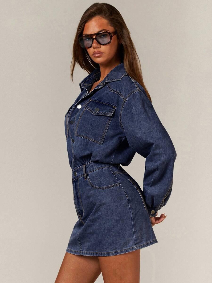 niebieska sukienka jeans