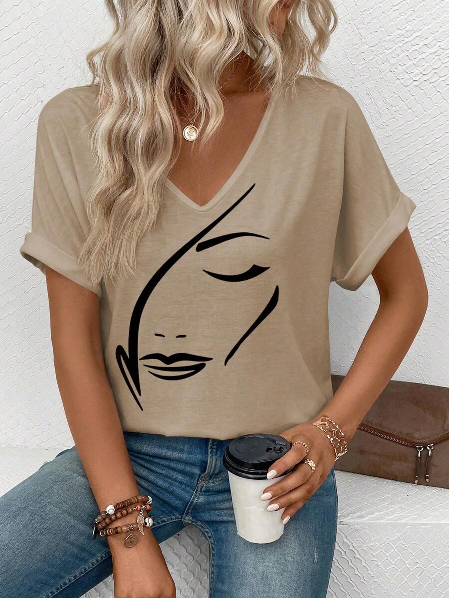 beżowa bluzka v-neck 