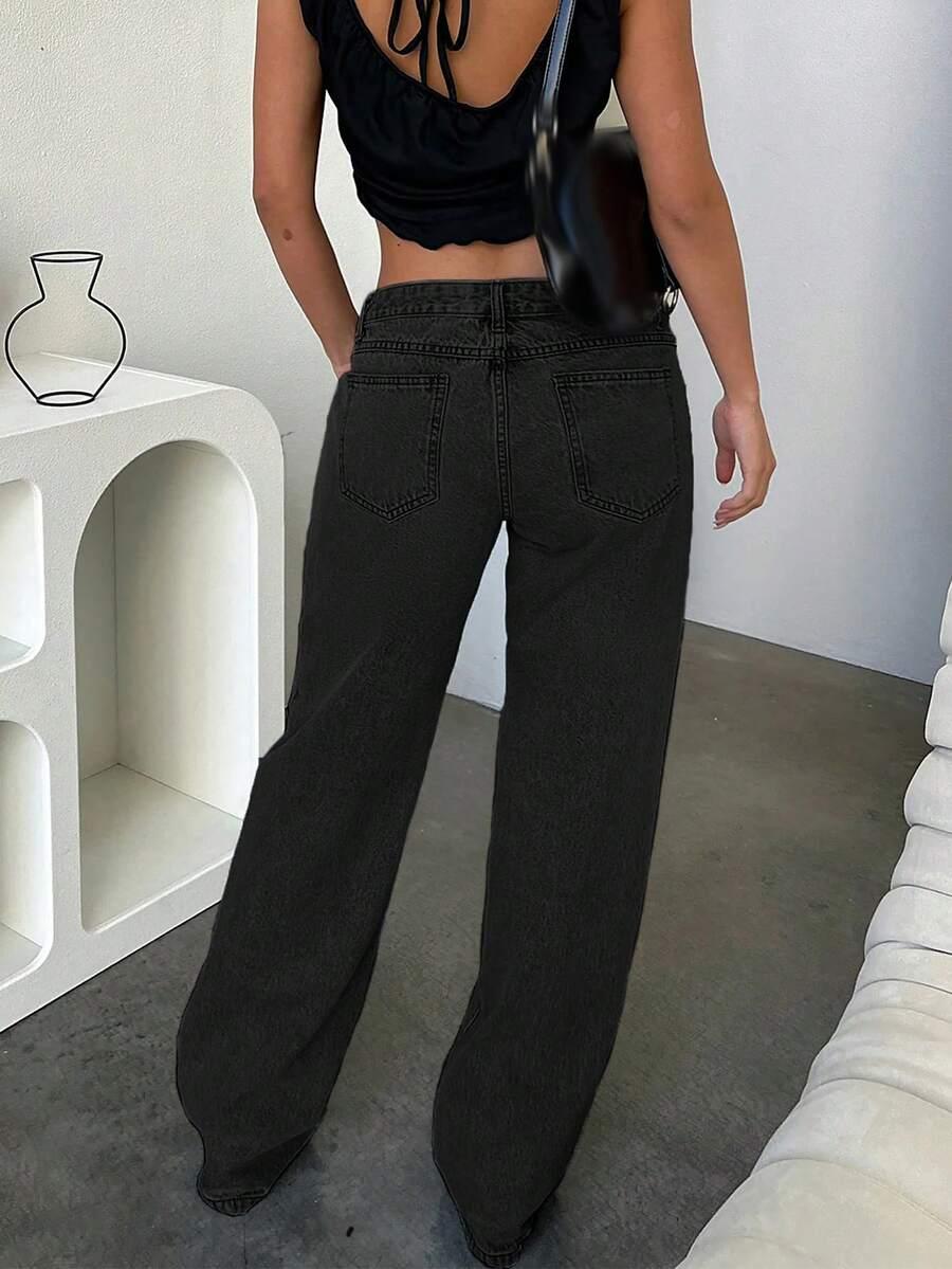 czarne spodnie jeansy