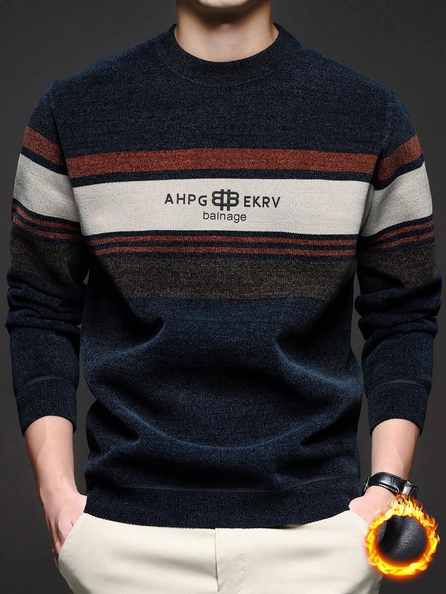 kolorowy sweter okrągły dekolt