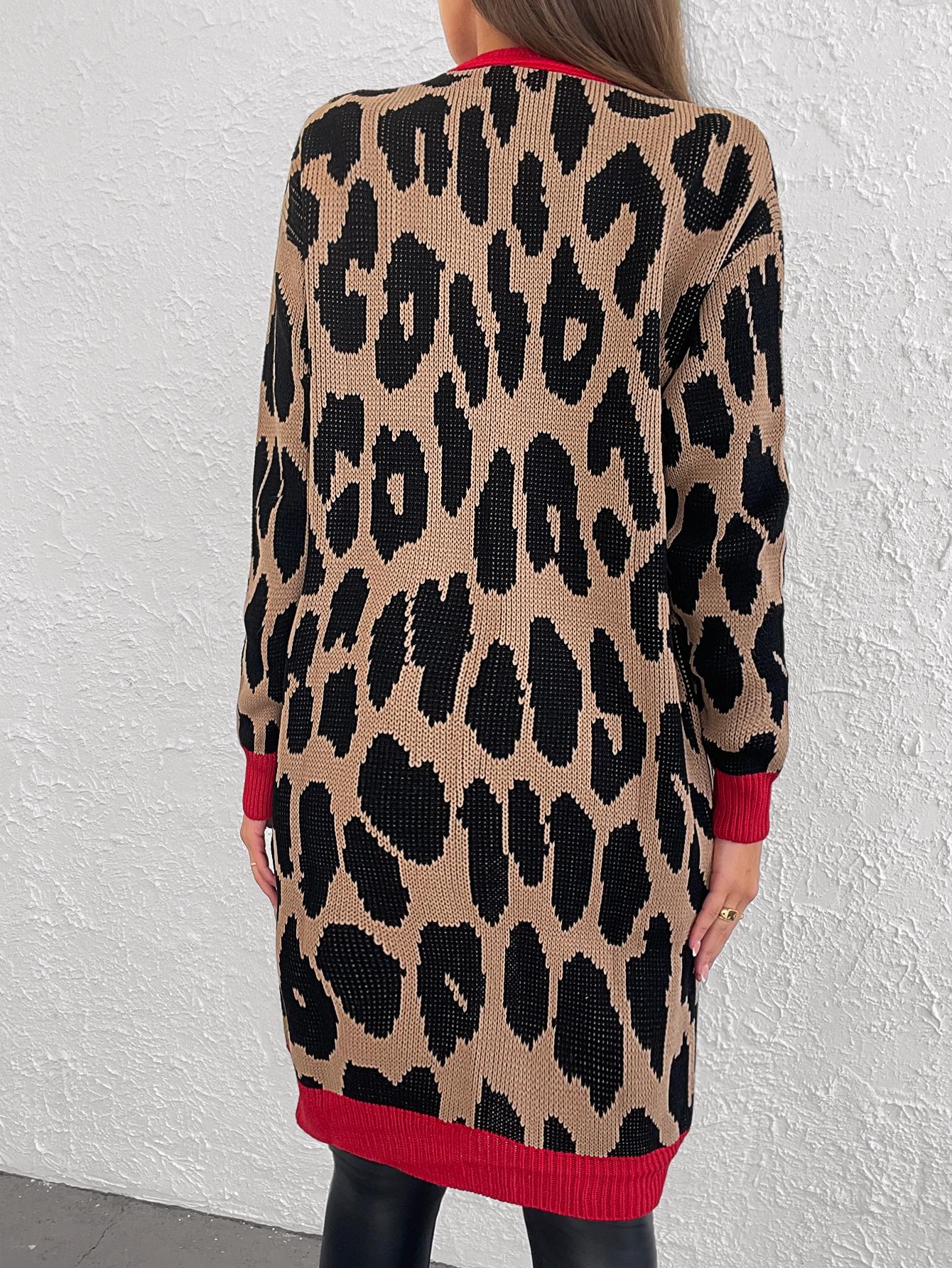 sweter kardigan do kolan narzutka animal print