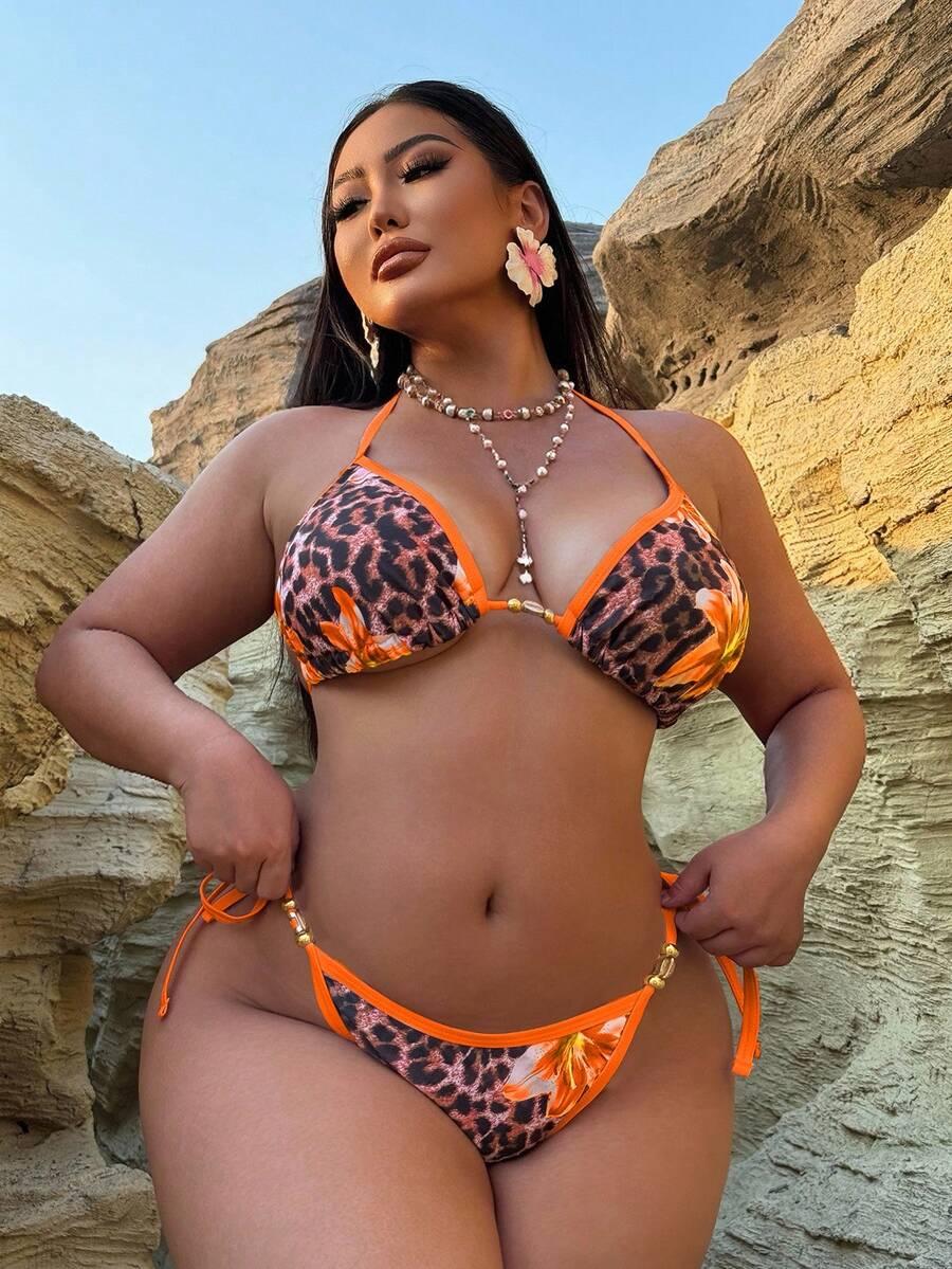 dwuczęściowy strój kąpielowy animal print