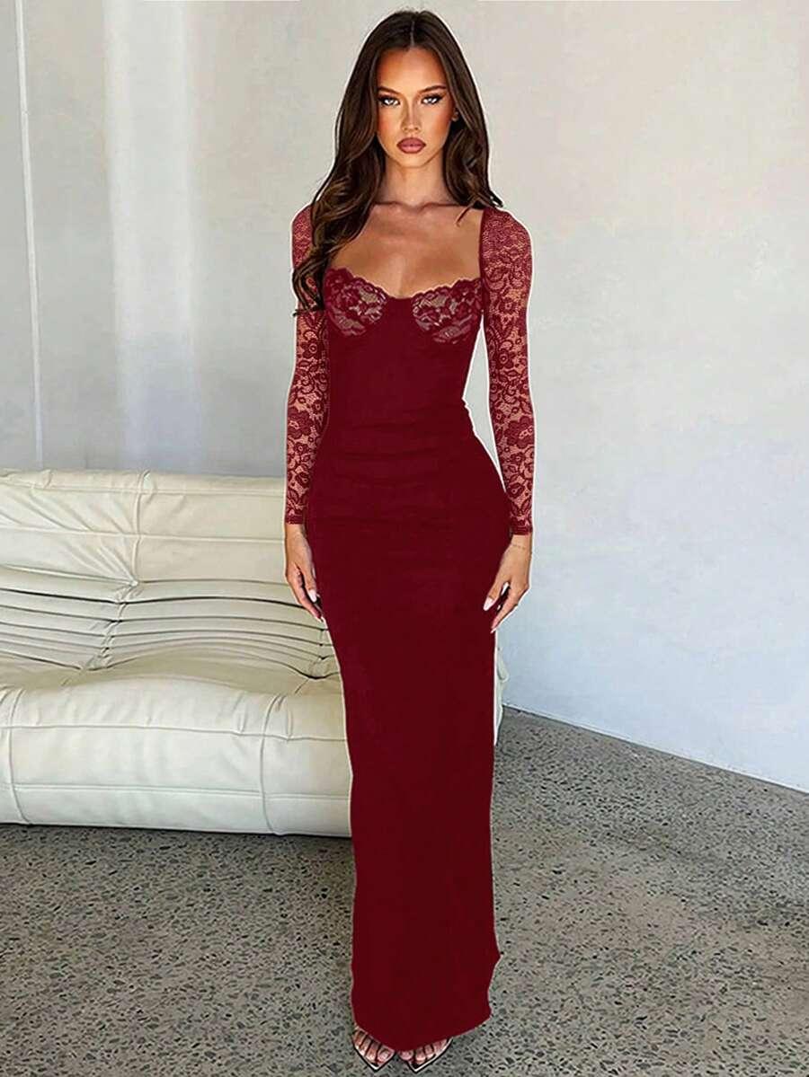 czerwona maxi sukienka