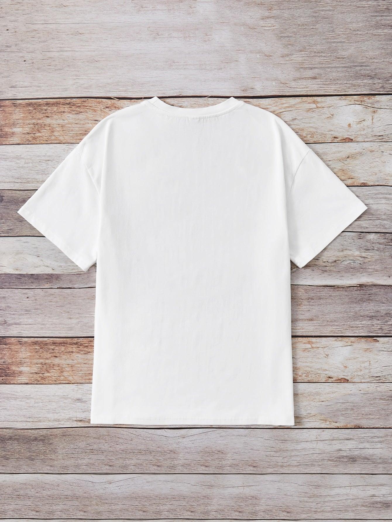 biały klasyczny t-shirt print