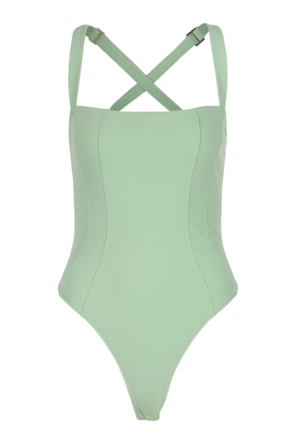 zielone body prosty dekolt