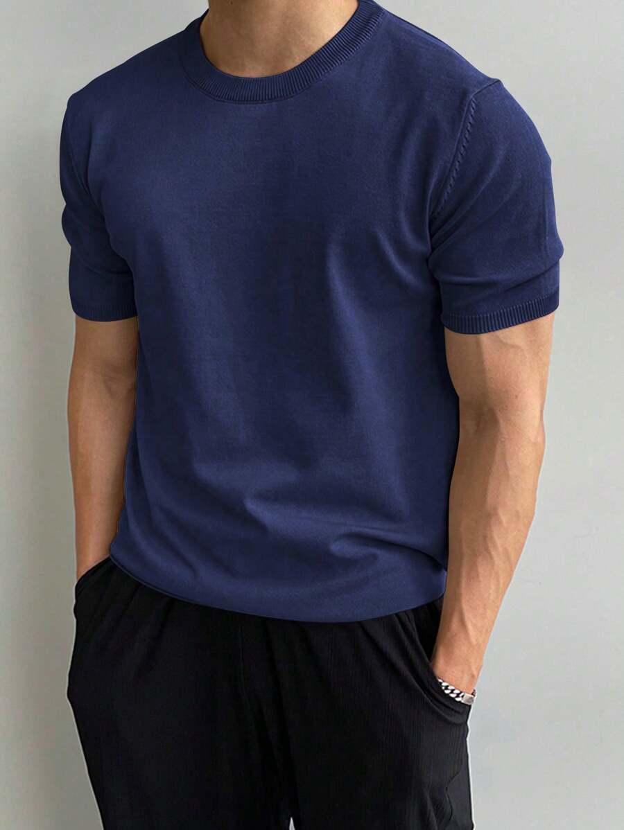 granatowy T-SHIRT KRÓTKI RĘKAW 