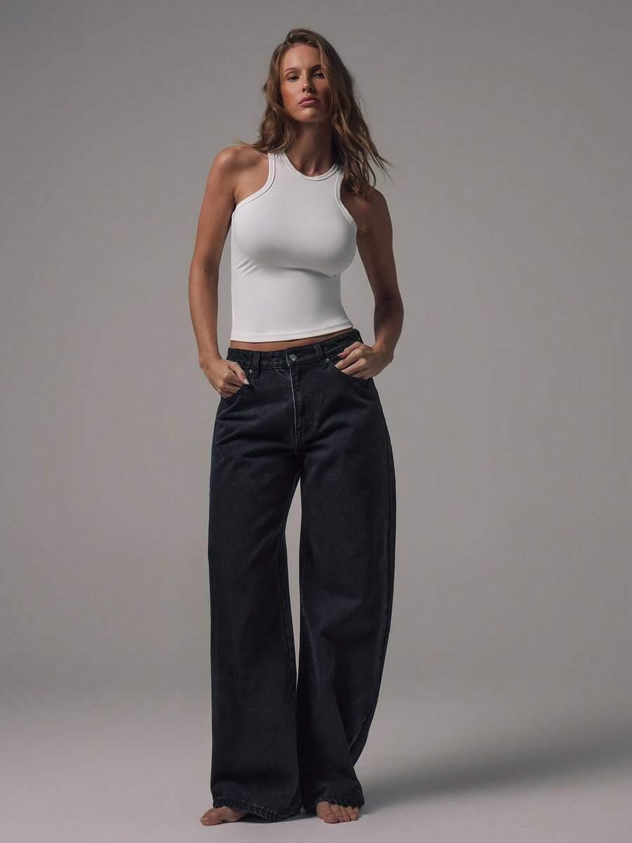 CZARNE SPODNIE JEANS
