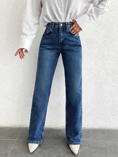 GRANATOWE SPODNIE JEANS 