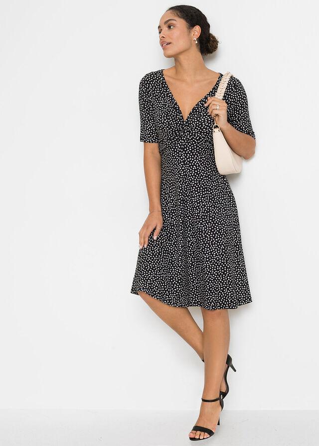 ROZKLOSZOWANA SUKIENKA V-NECK