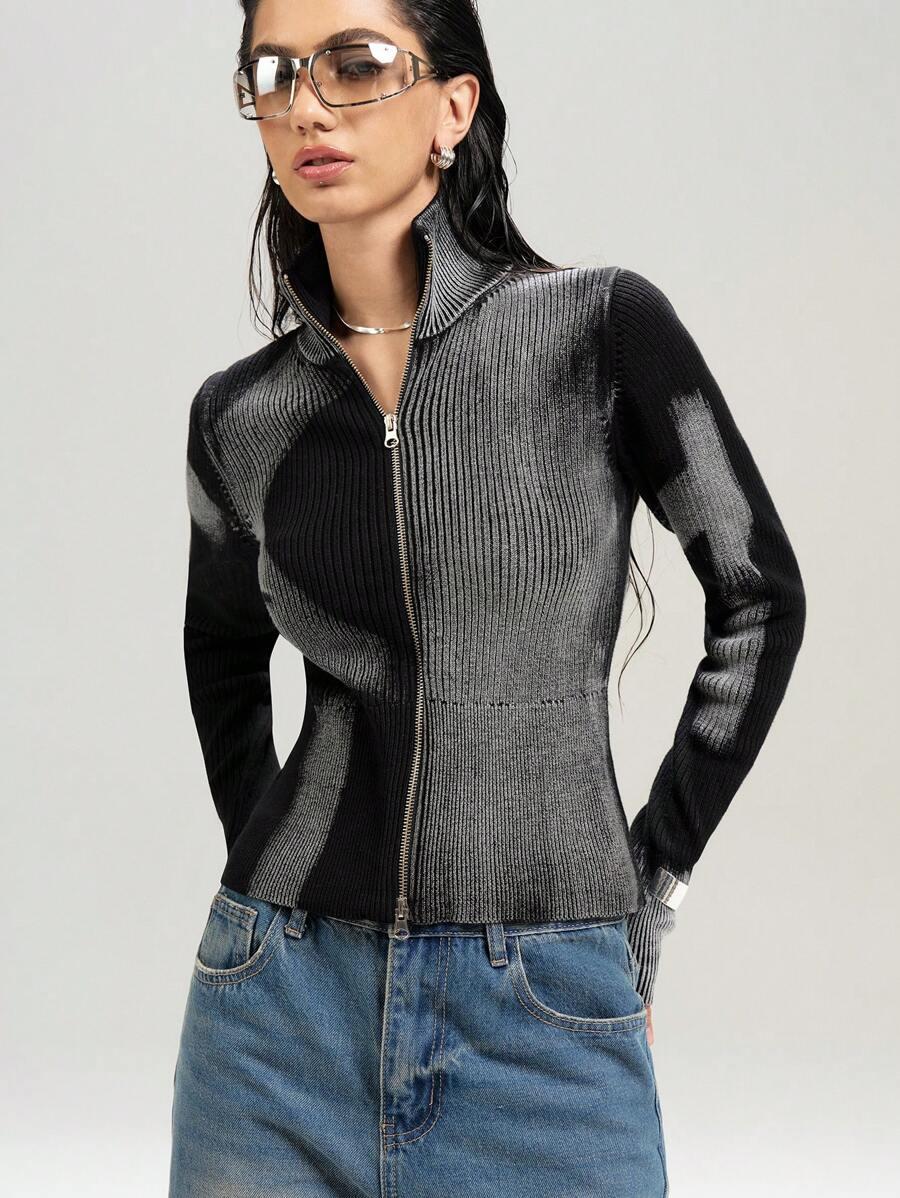 dzianinowy sweter zamek 