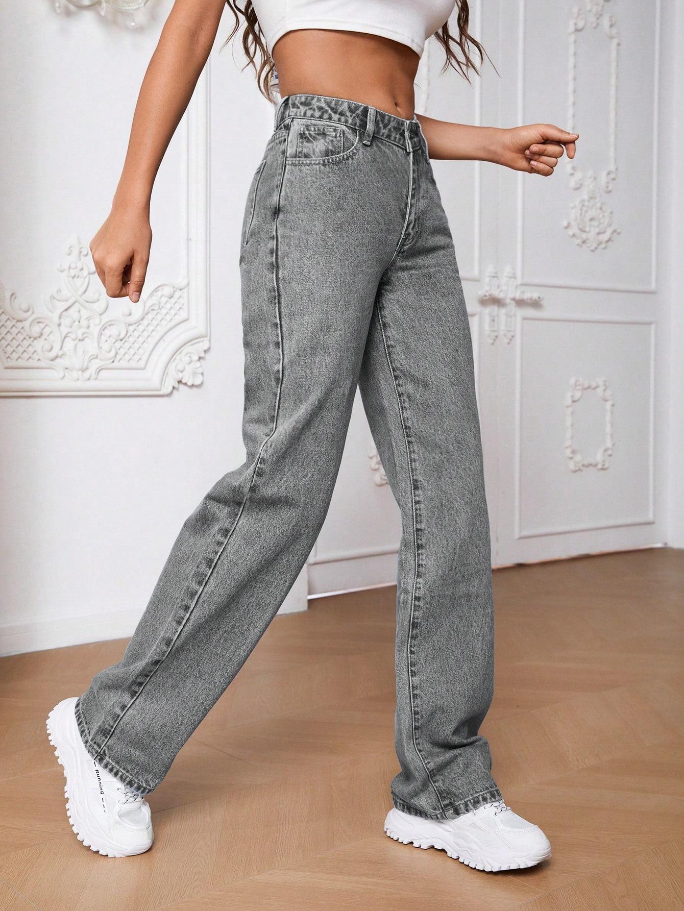SZARE PROSTE SPODNIE JEANS