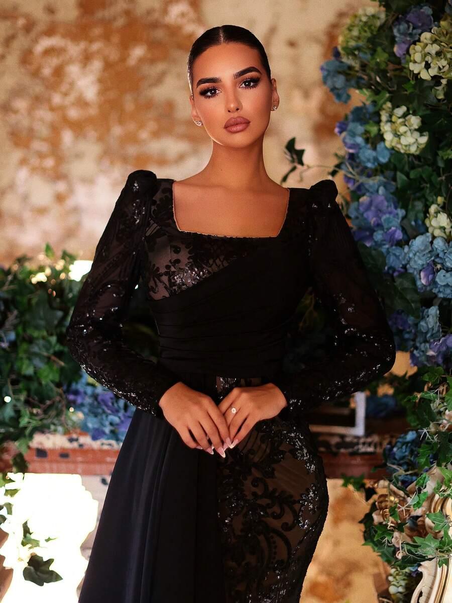 CZARNA MAXI SUKIENKA