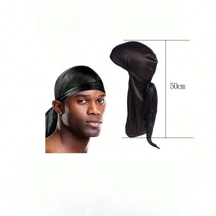 CZARNY SATYNOWY TURBAN