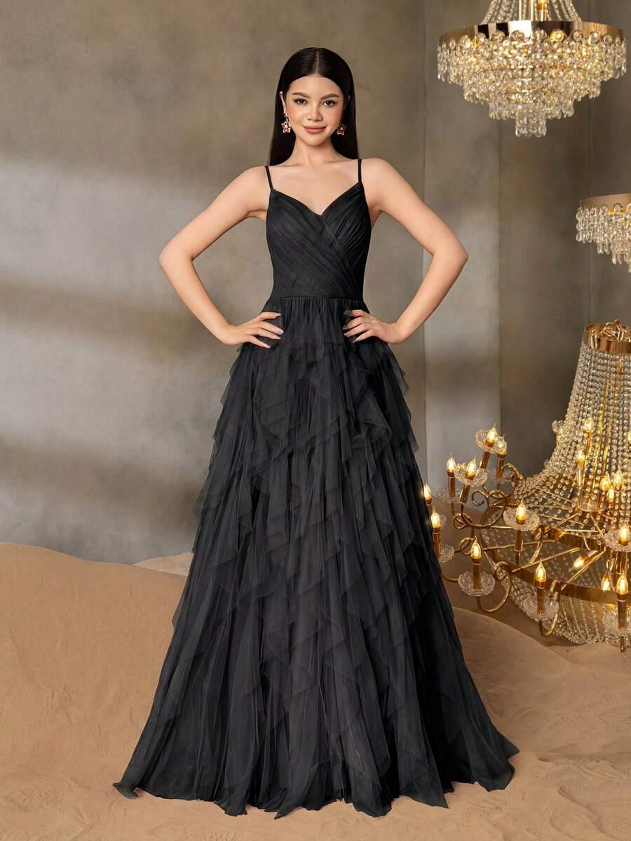 CZARNA MAXI SUKIENKA TIUL