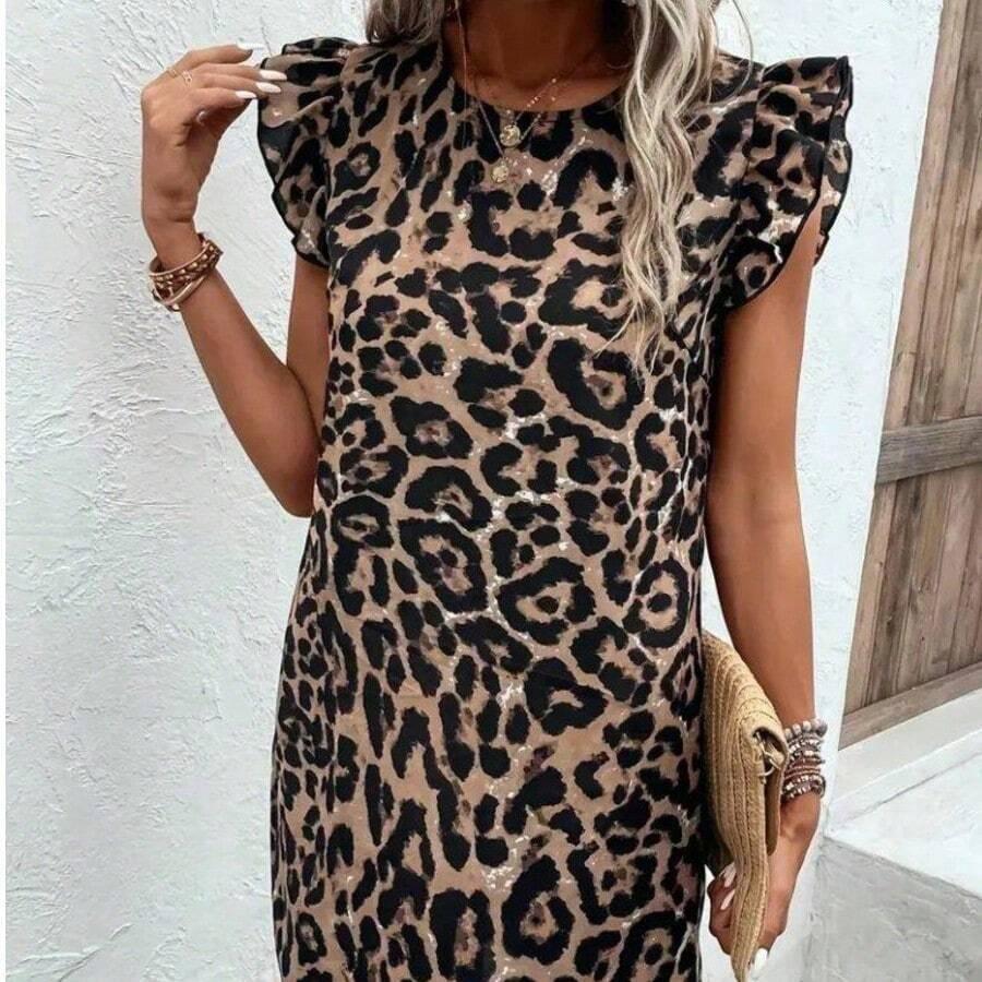 sukienka krótki rękaw animal print