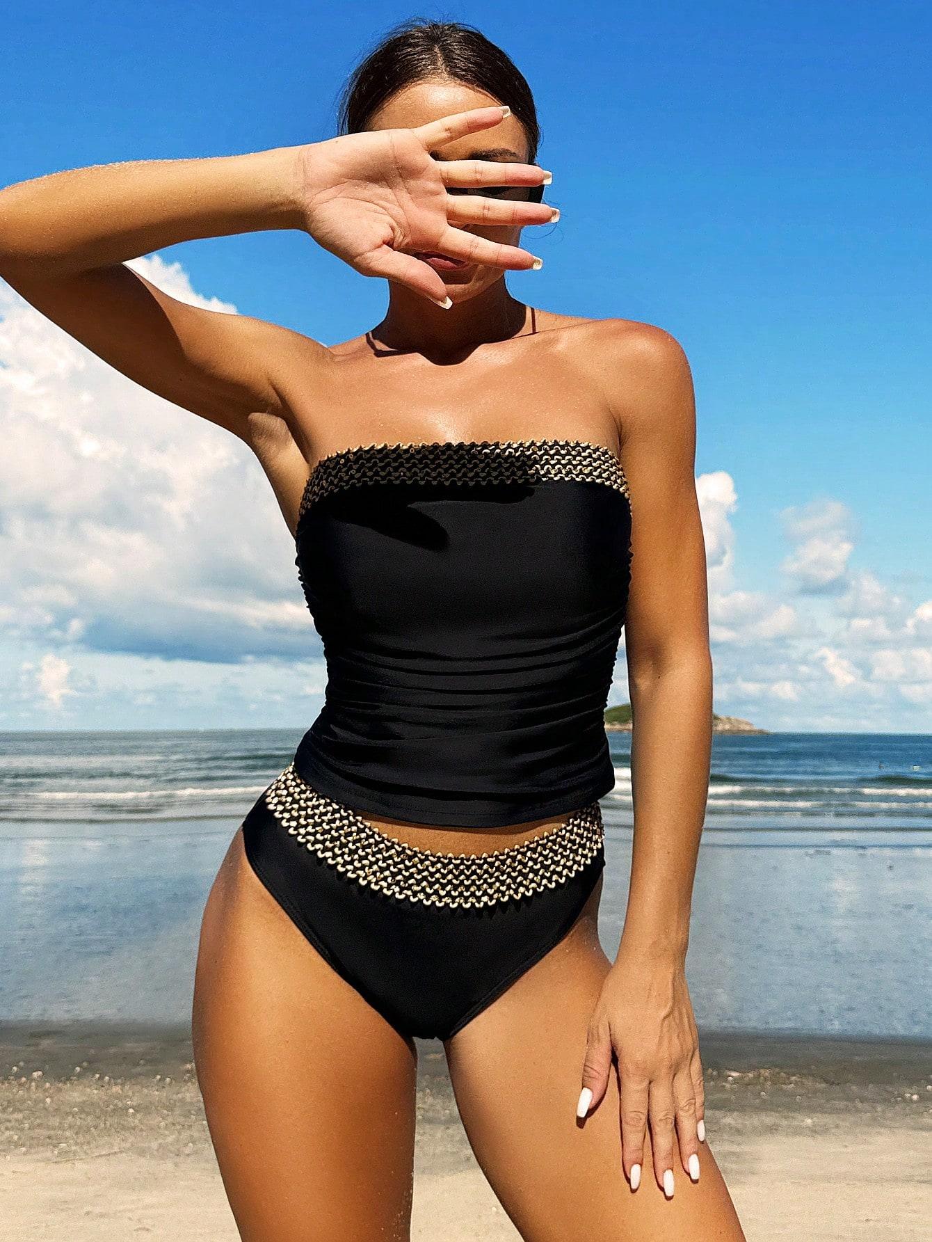 czarne tankini komplet