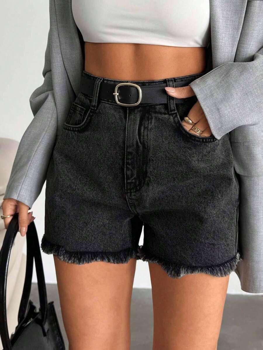 CZARNE SPODENKI JEANS