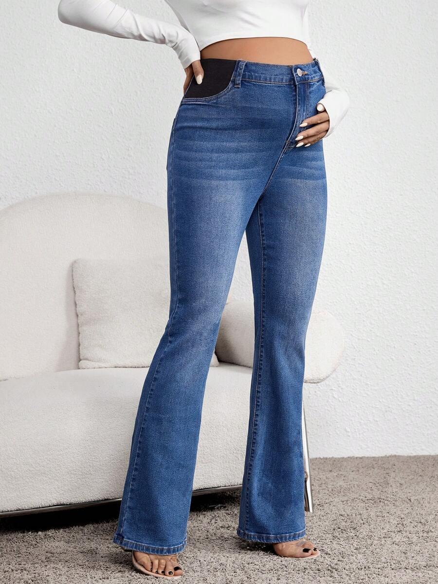 NIEBIESKIE CIĄŻOWE SPODNIE JEANS