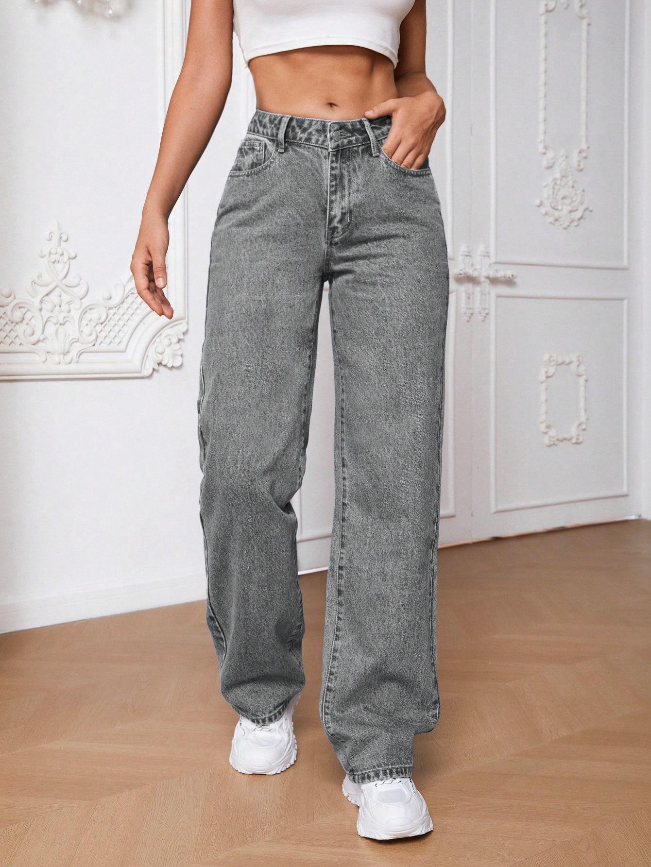SZARE PROSTE SPODNIE JEANS