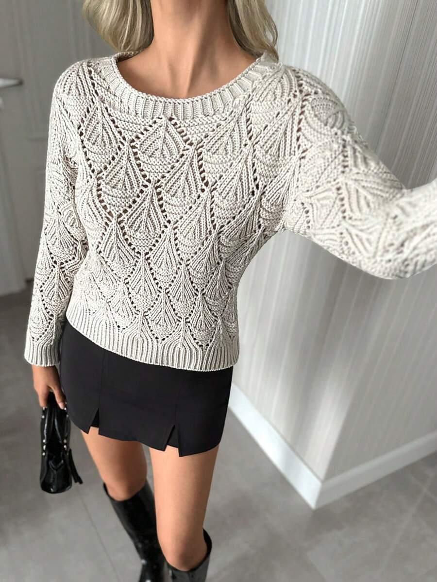 BEŻOWY SWETER DŁUGI RĘKAW