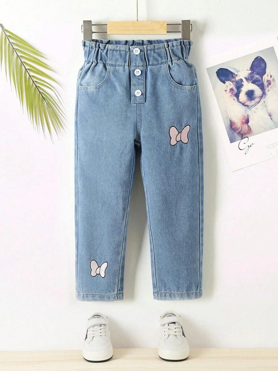 NIEBIESKIE SPODNIE JEANS HAFT 