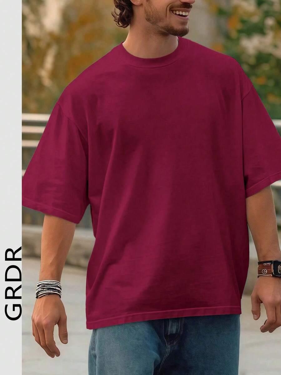 bordowy t-shirt okrągły dekolt