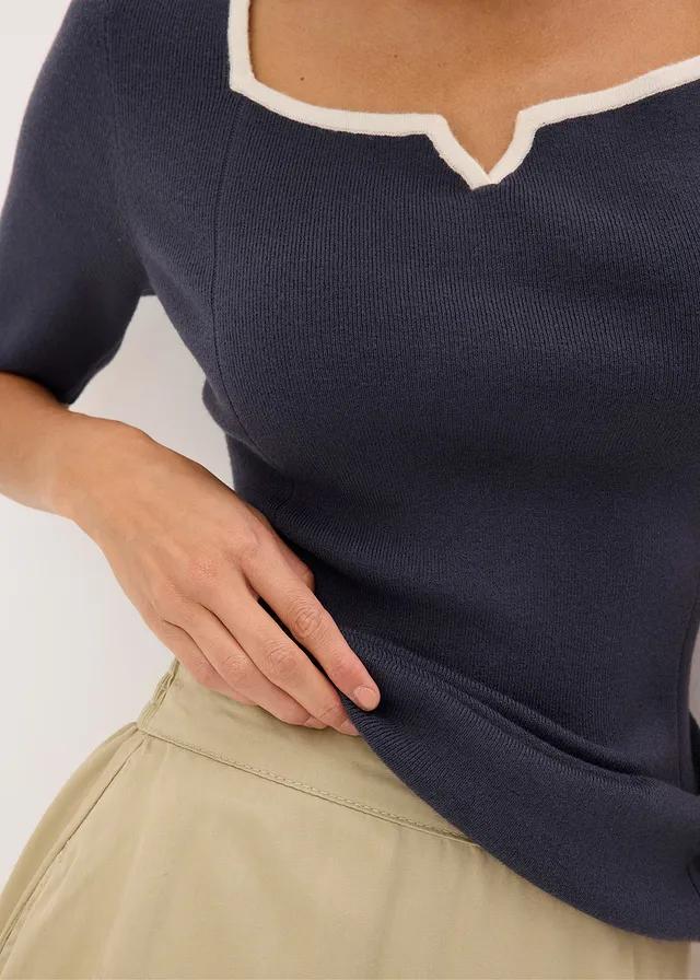 SWETER Z KONTRASTOWĄ LAMÓWKĄ