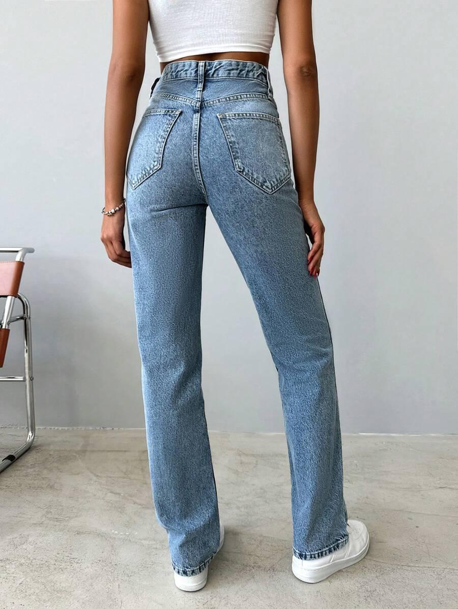 NIEBIESKIE SPODNIE JEANS WYSOKI STAN 