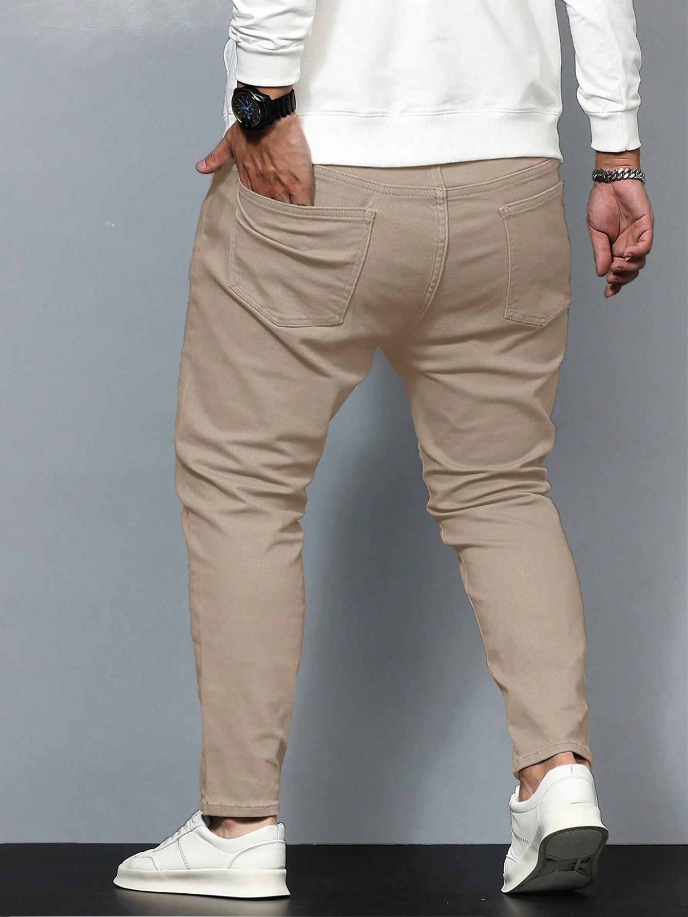 beżowe spodnie jeans 