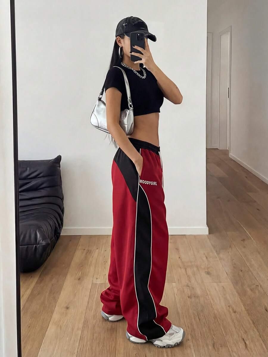 czerwone spodnie casual 