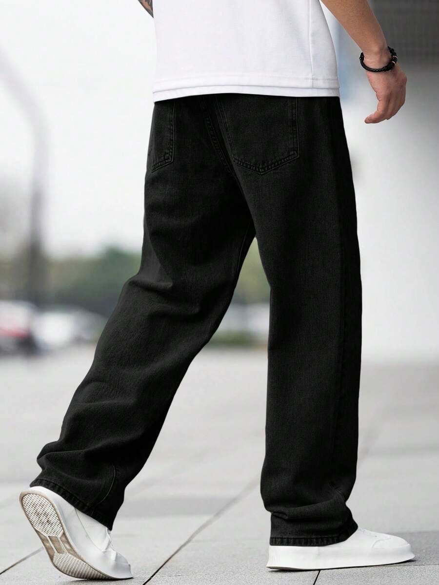 czarne spodnie jeans prosta nogawka 