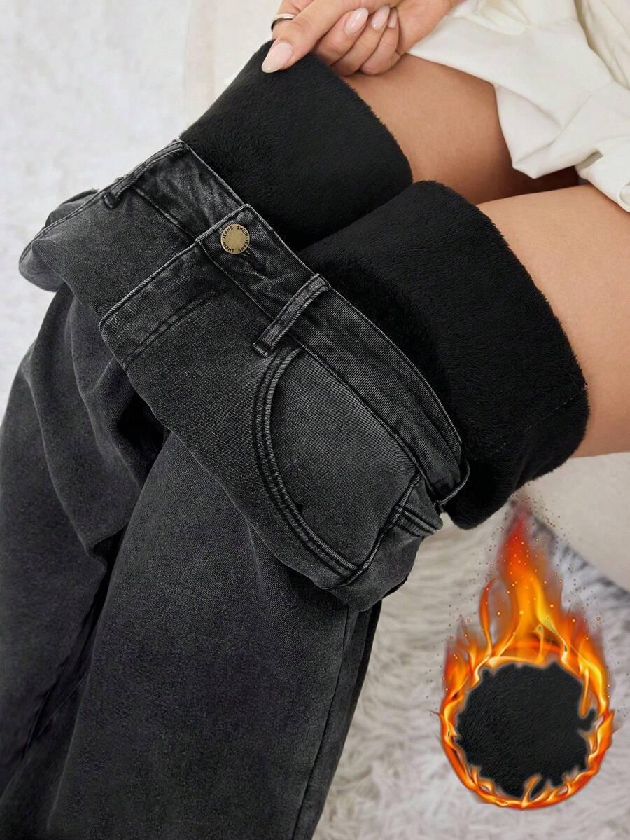 ocieplane spodnie jeans