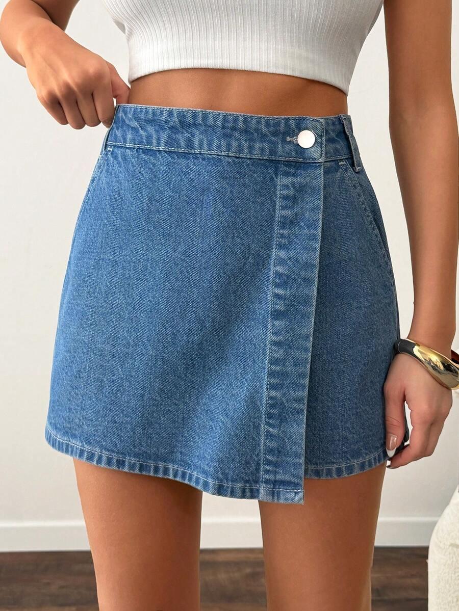 niebieski spódnico-spodenki jeans