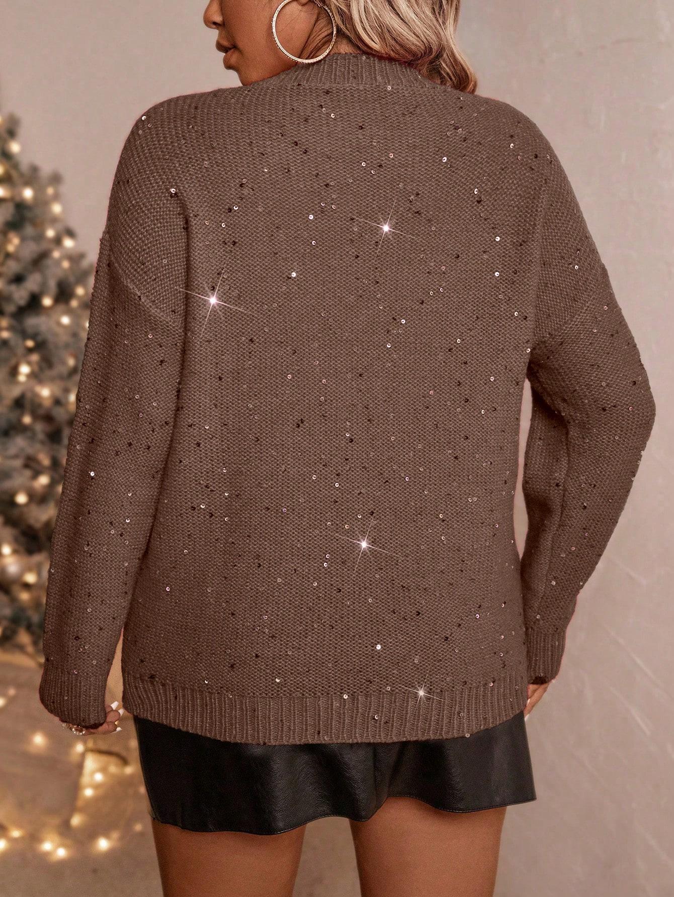 brązowy sweter cekiny