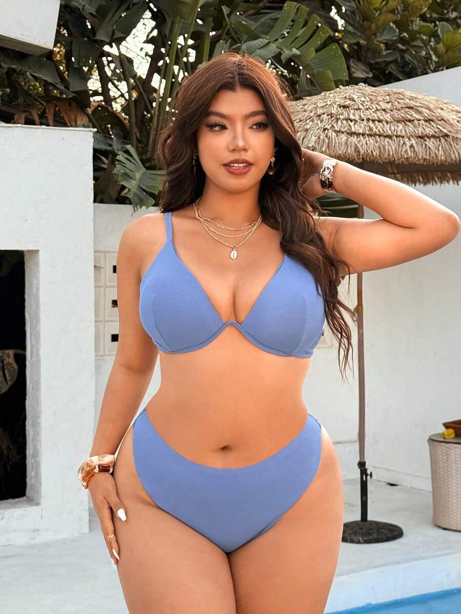 NIEBIESKIE BIKINI PAREO KOMPLET