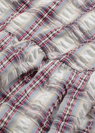 SUKIENKA KOSZULOWA PLUS SIZE W KRATKĘ TRAPEZOWA DEKOLT WIĄZANY